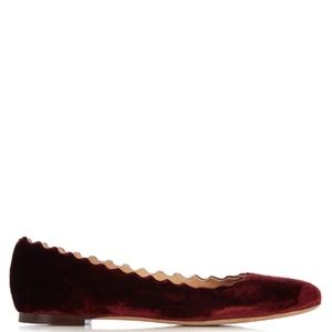 Chloe Lauren Scalloped Velvet Ballerina Flats